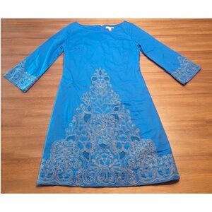 Blue Embroidered Kids Dress